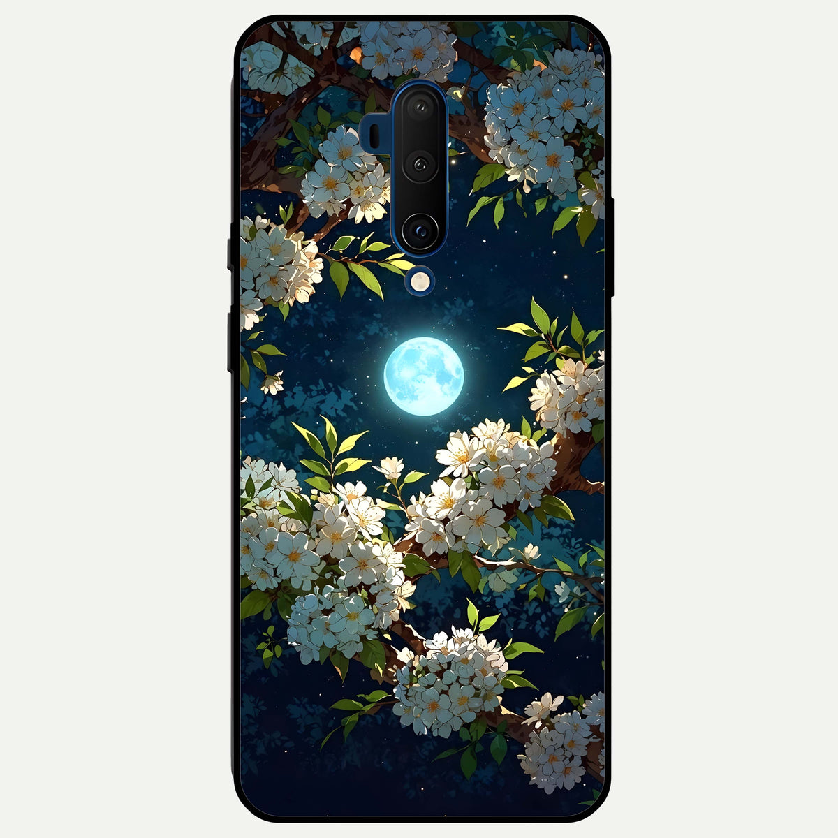  Moonlit Blossom Dream Glass Case For OnePlus 7T Pro back cover – full design glossy printed glass finish
