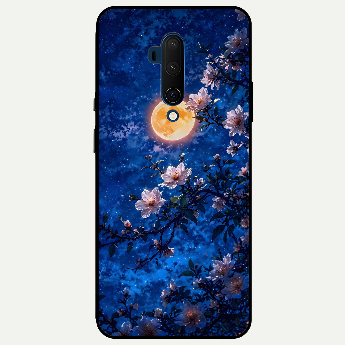  Moonlit Blossoms Night Glass Case For OnePlus 7T Pro back cover – full design glossy printed glass finish