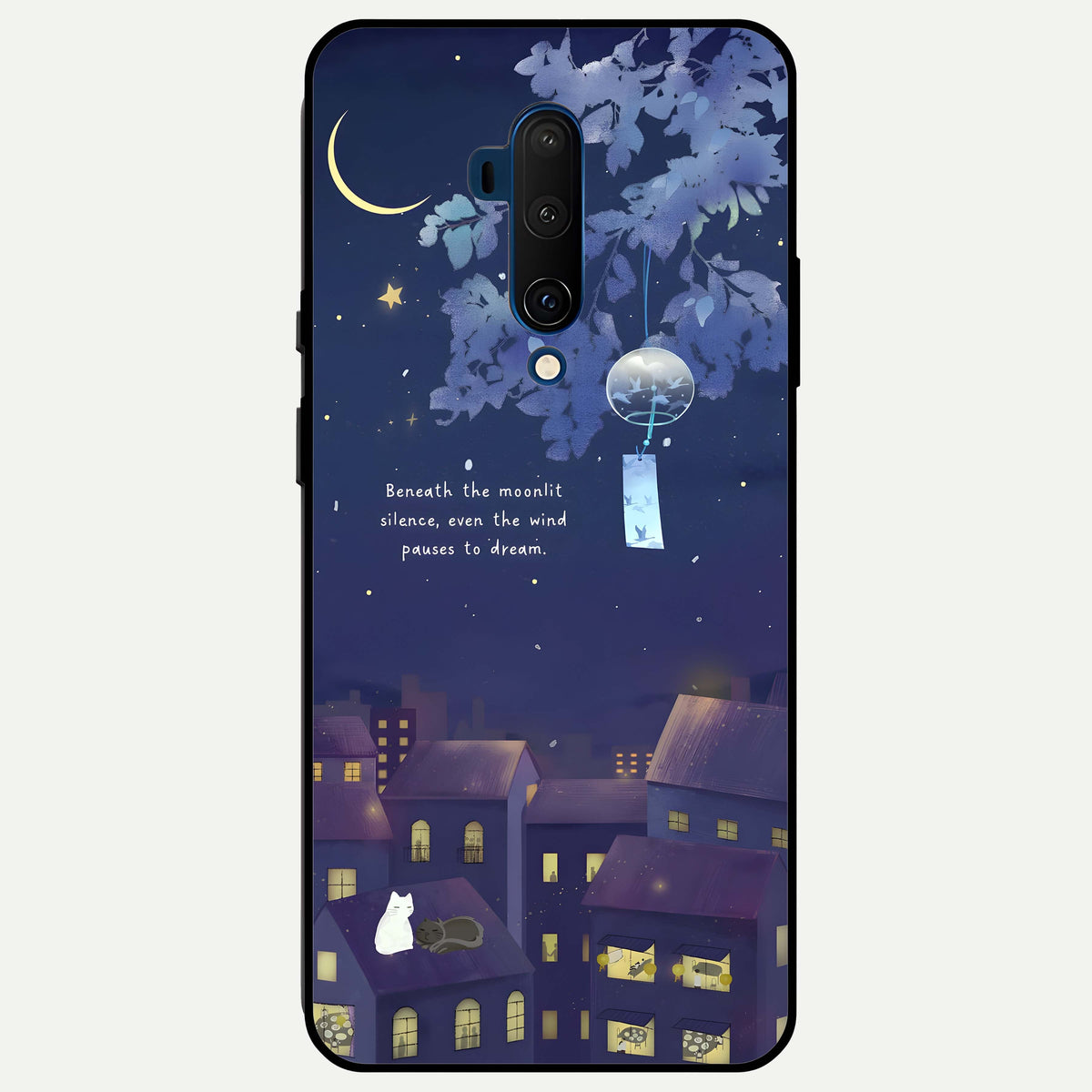  Moonlit Cat Silence Glass Case For OnePlus 7T Pro back cover – full design glossy printed glass finish