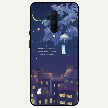  Moonlit Cat Silence Glass Case For OnePlus 7T Pro back cover – full design glossy printed glass finish