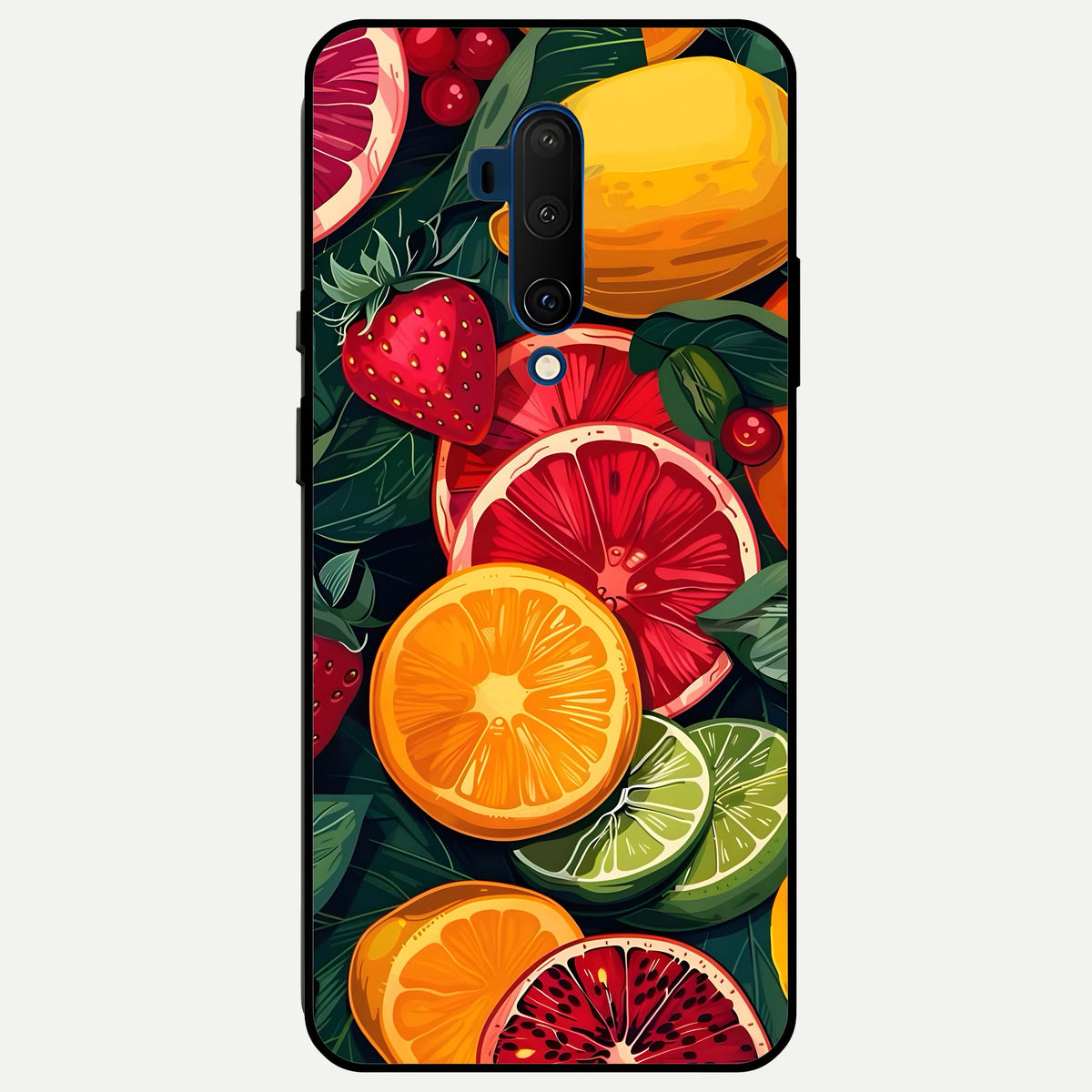 Multiple Fruits Glass Case For OnePlus 7T Pro back cover – full design glossy printed glass finish
