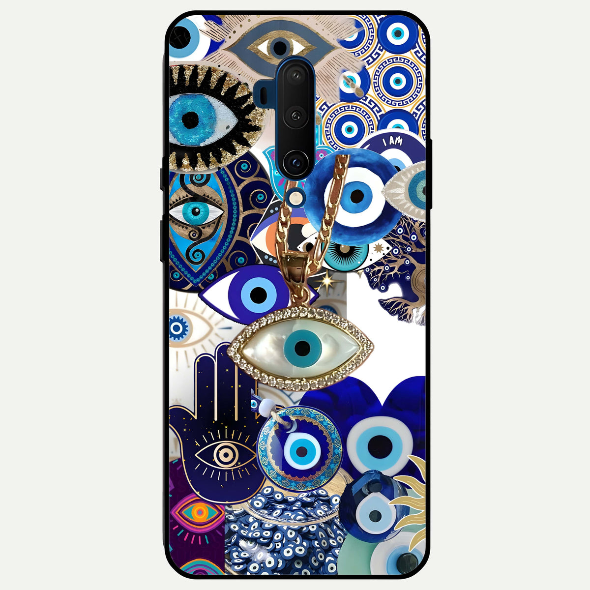  Mystic Charm Eye Glass Case For OnePlus 7T Pro back cover – full design glossy printed glass finish