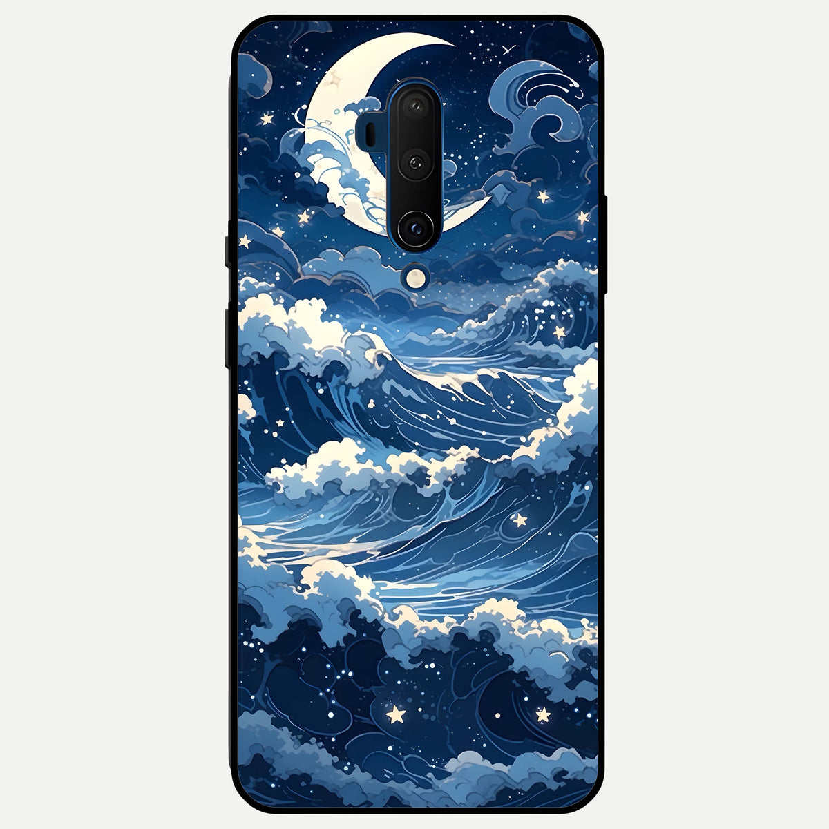  Ocean Moon Waves Glass Case For OnePlus 7T Pro back cover – full design glossy printed glass finish