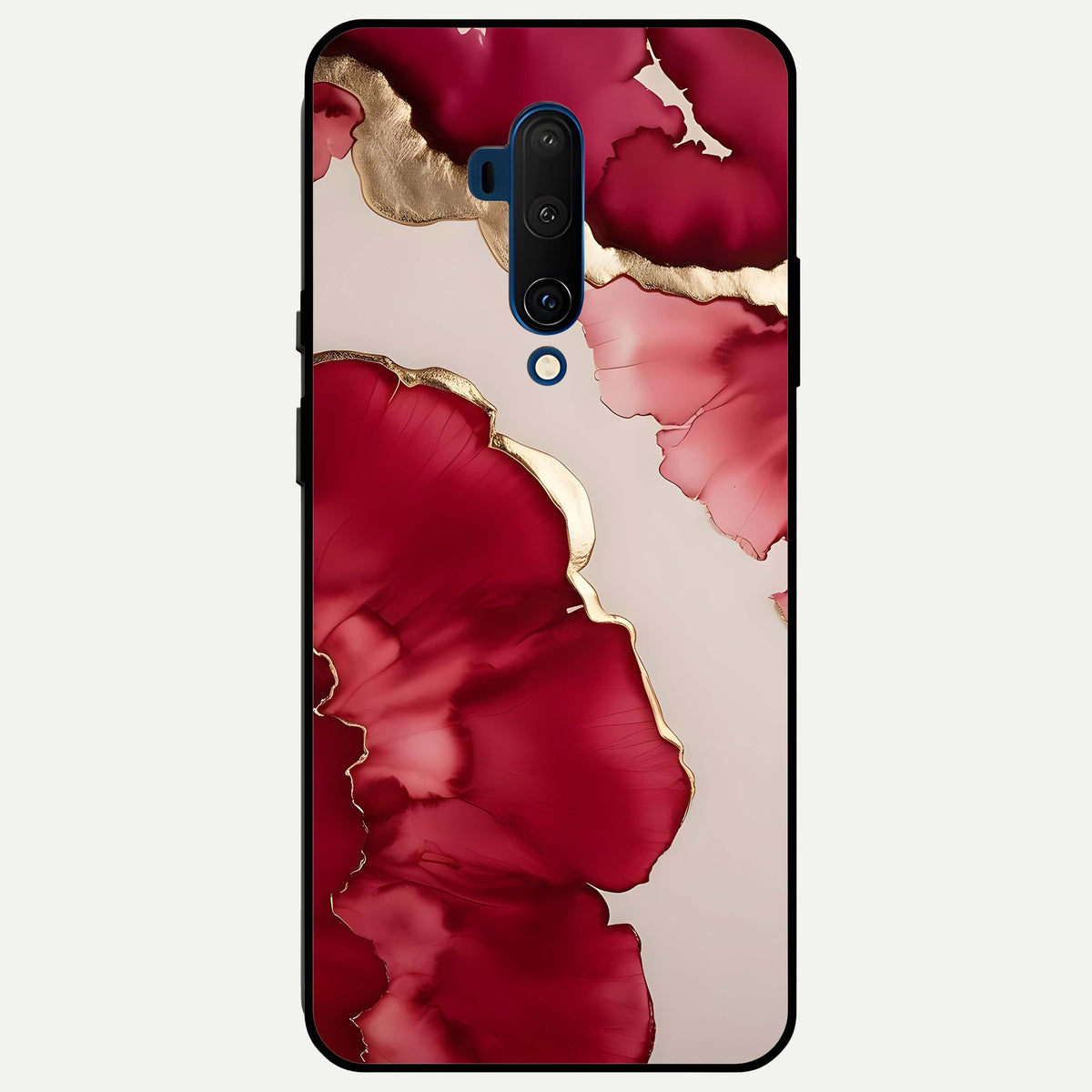  Pink And White Marble Glass Case For OnePlus 7T Pro back cover – full design glossy printed glass finish