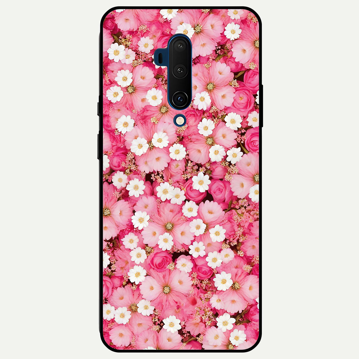  Pink Daisy Bliss Glass Case For OnePlus 7T Pro back cover – full design glossy printed glass finish