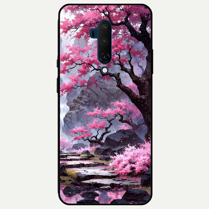  Pink Sunflower Glow Glass Case For OnePlus 7T Pro back cover – full design glossy printed glass finish