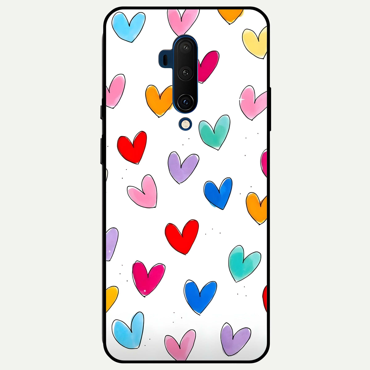  Playful Love Doodles Glass Case For OnePlus 7T Pro back cover – full design glossy printed glass finish