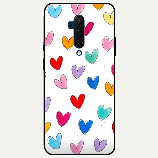  Playful Love Doodles Glass Case For OnePlus 7T Pro back cover – full design glossy printed glass finish