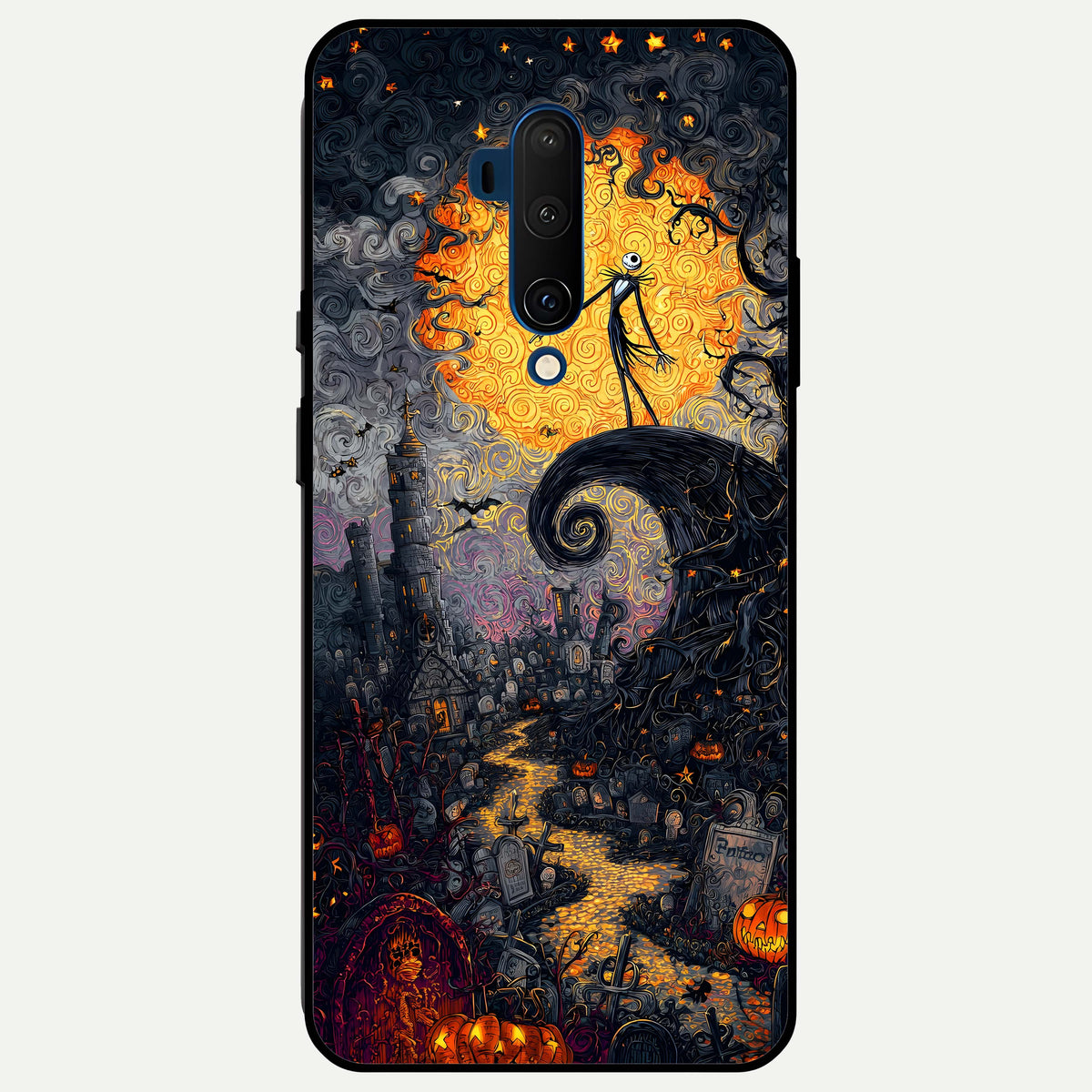  Pumpkin Moonlight Tale Glass Case For OnePlus 7T Pro back cover – full design glossy printed glass finish