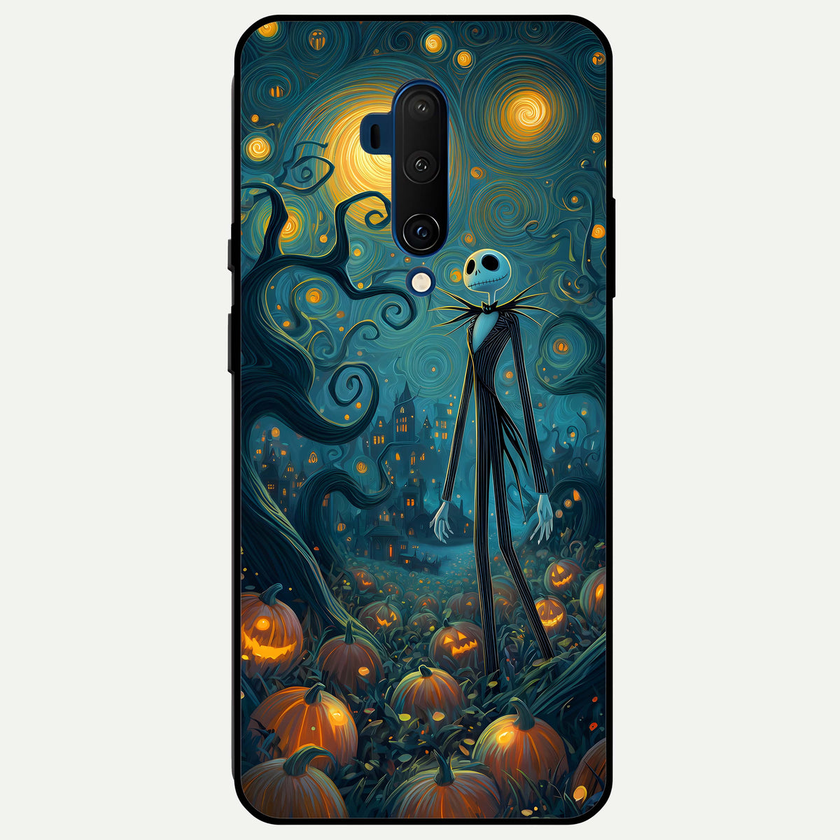  Pumpkin Moon Night Glass Case For OnePlus 7T Pro back cover – full design glossy printed glass finish