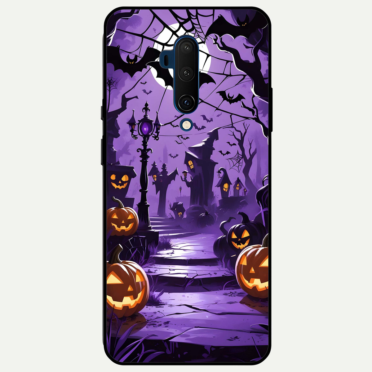  Pumpkin Patch Halloween Glass Case For OnePlus 7T Pro back cover – full design glossy printed glass finish