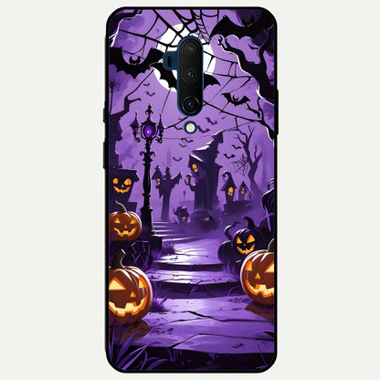  Pumpkin Patch Halloween Glass Case For OnePlus 7T Pro back cover – full design glossy printed glass finish