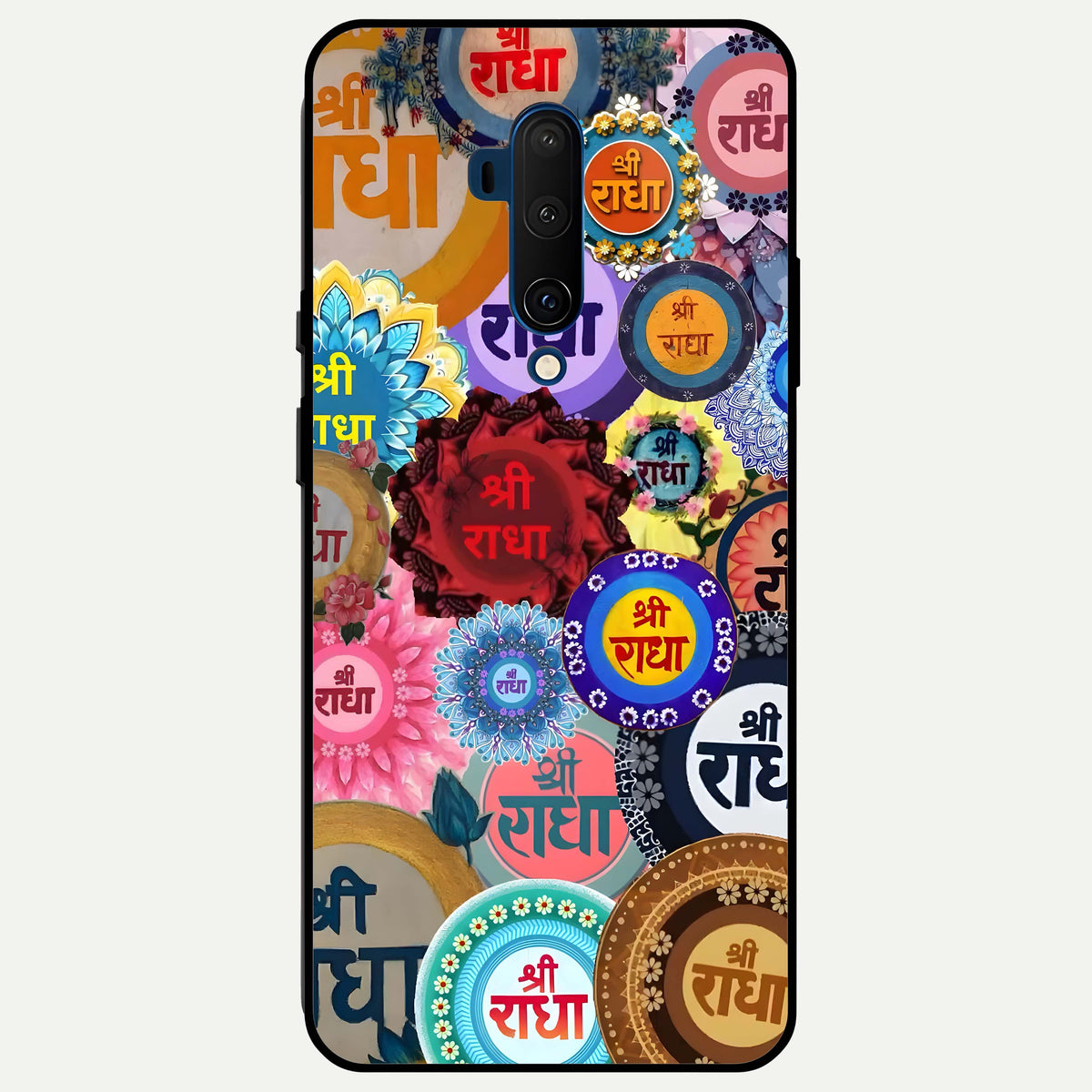  Radha Divine Bloom Glass Case For OnePlus 7T Pro back cover – full design glossy printed glass finish