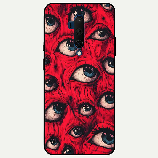  Red Eyes Pattern Glass Case For OnePlus 7T Pro back cover – full design glossy printed glass finish