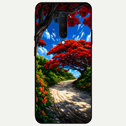  Red Trees Pathway Glass Case For OnePlus 7T Pro back cover – full design glossy printed glass finish