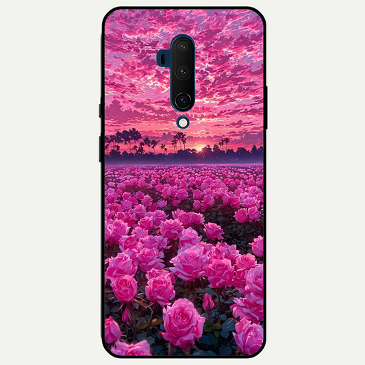  Rose Sunset Valley Glass Case For OnePlus 7T Pro back cover – full design glossy printed glass finish