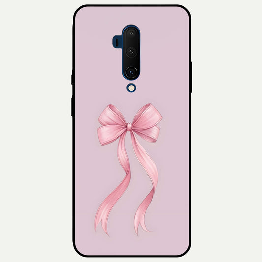  Soft Blush Bow Glass Case For OnePlus 7T Pro back cover – full design glossy printed glass finish