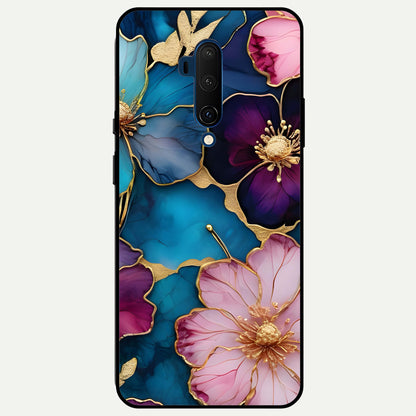  Sparkle Floral Glass Case For OnePlus 7T Pro back cover – full design glossy printed glass finish
