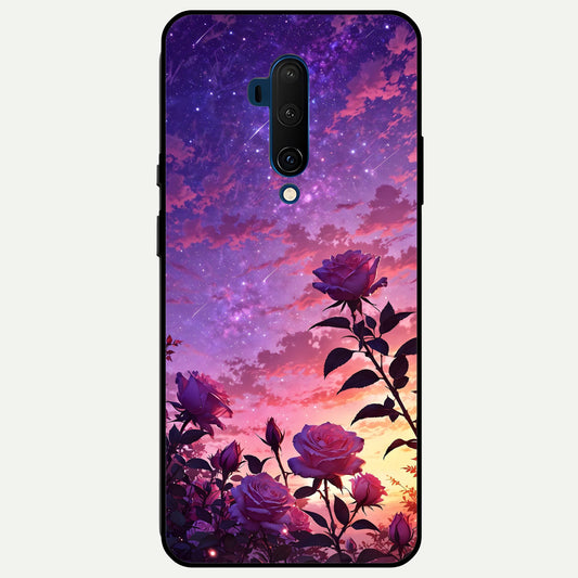  Starlit Rose Twilight Glass Case For OnePlus 7T Pro back cover – full design glossy printed glass finish