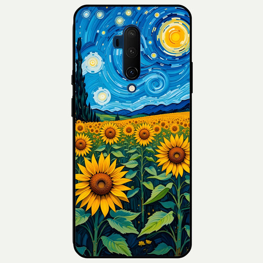  Starry Sunflower Dreams Glass Case For OnePlus 7T Pro back cover – full design glossy printed glass finish