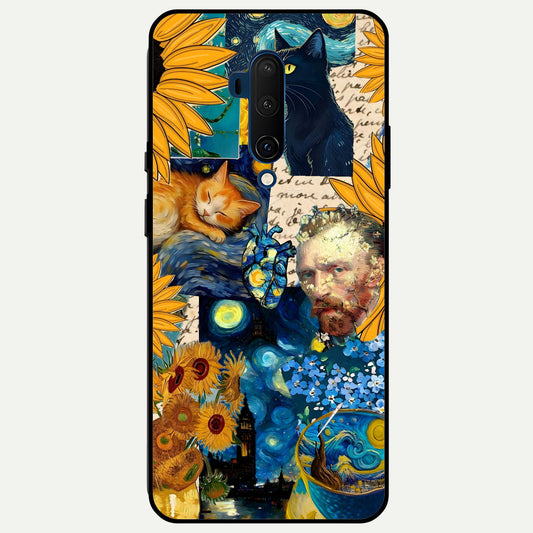  Sunflower Chic Mood Custom Name Glass Case For OnePlus 7T Pro back cover – full design glossy printed glass finish
