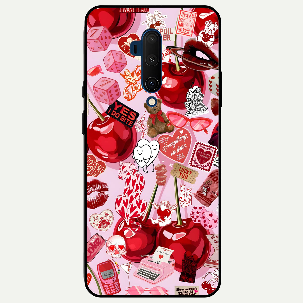  Sweet Cherry Chaos Glass Case For OnePlus 7T Pro back cover – full design glossy printed glass finish