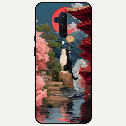  Temple Cat Scenery Glass Case For OnePlus 7T Pro back cover – full design glossy printed glass finish