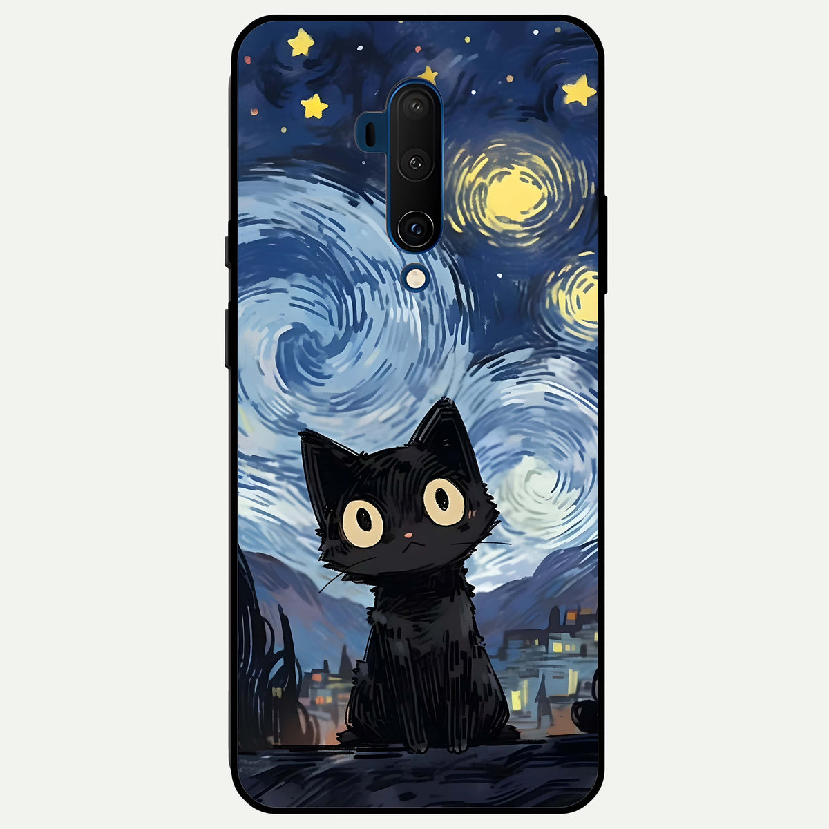  Van Gogh Cat Glass Case For OnePlus 7T Pro back cover – full design glossy printed glass finish