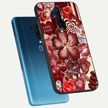  Aesthetic Little Freak phone case For OnePlus 7T Pro showing premium glass back cover with detailed artwork