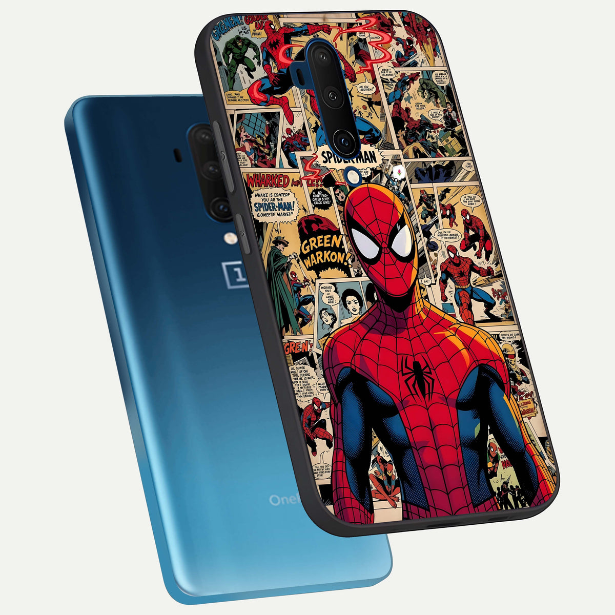  Aesthetic Spider phone case For OnePlus 7T Pro showing premium glass back cover with detailed artwork