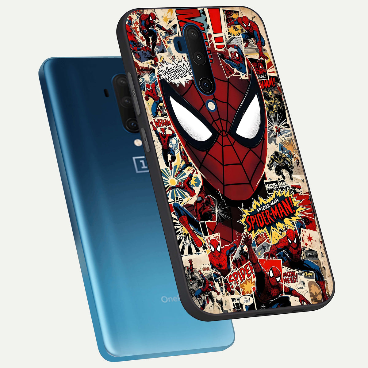  Aesthetic Wonder Spider phone case For OnePlus 7T Pro showing premium glass back cover with detailed artwork