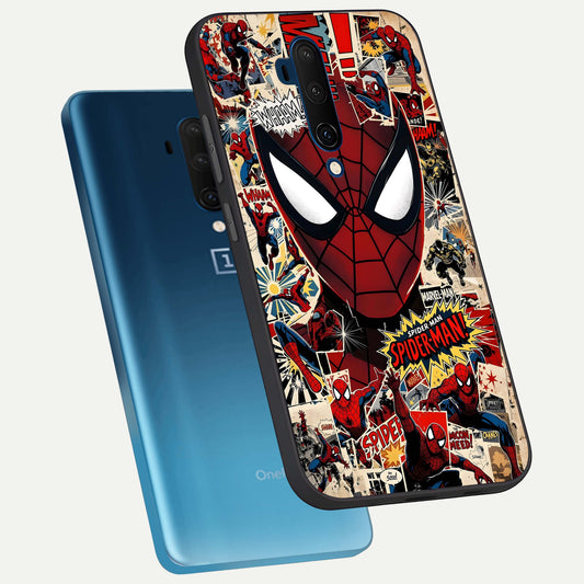  Aesthetic Wonder Spider phone case For OnePlus 7T Pro showing premium glass back cover with detailed artwork