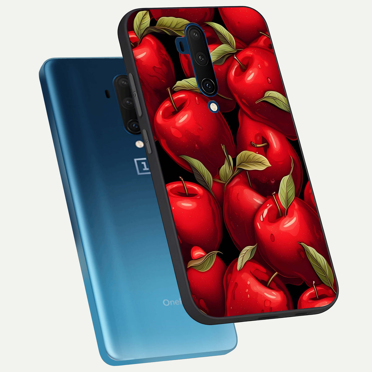  Apple Pattern phone case For OnePlus 7T Pro showing premium glass back cover with detailed artwork