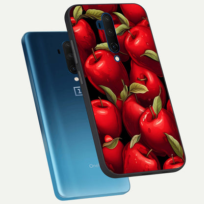 Apple Pattern phone case For OnePlus 7T Pro showing premium glass back cover with detailed artwork