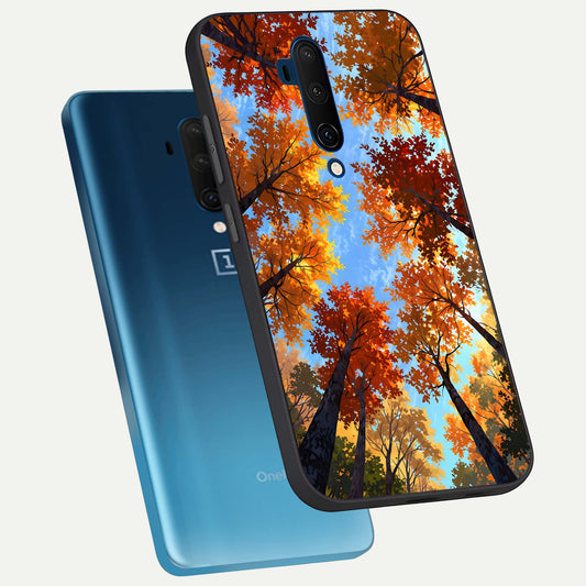  Autumn Sky Rise phone case For OnePlus 7T Pro showing premium glass back cover with detailed artwork