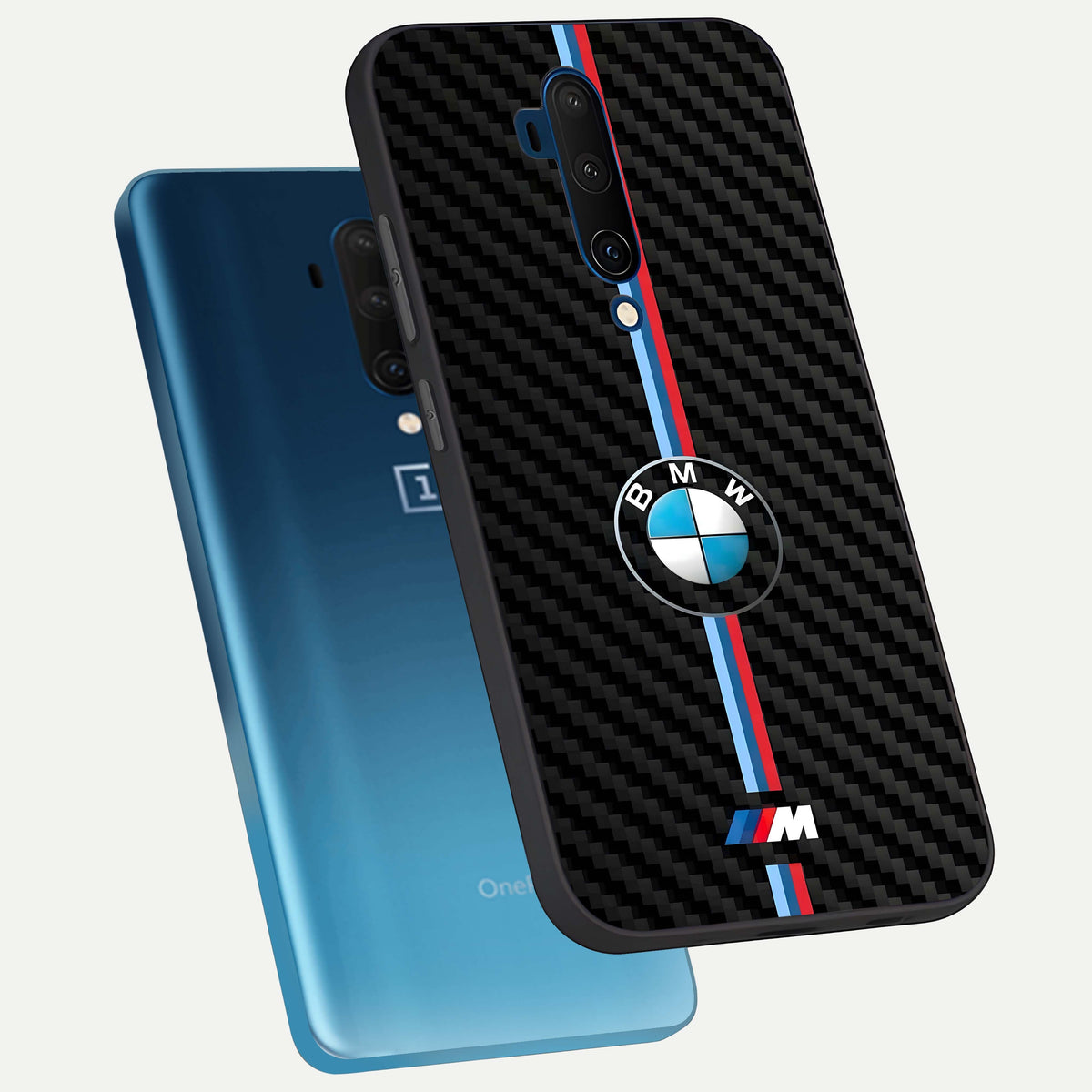  BMW Pattern phone case For OnePlus 7T Pro showing premium glass back cover with detailed artwork