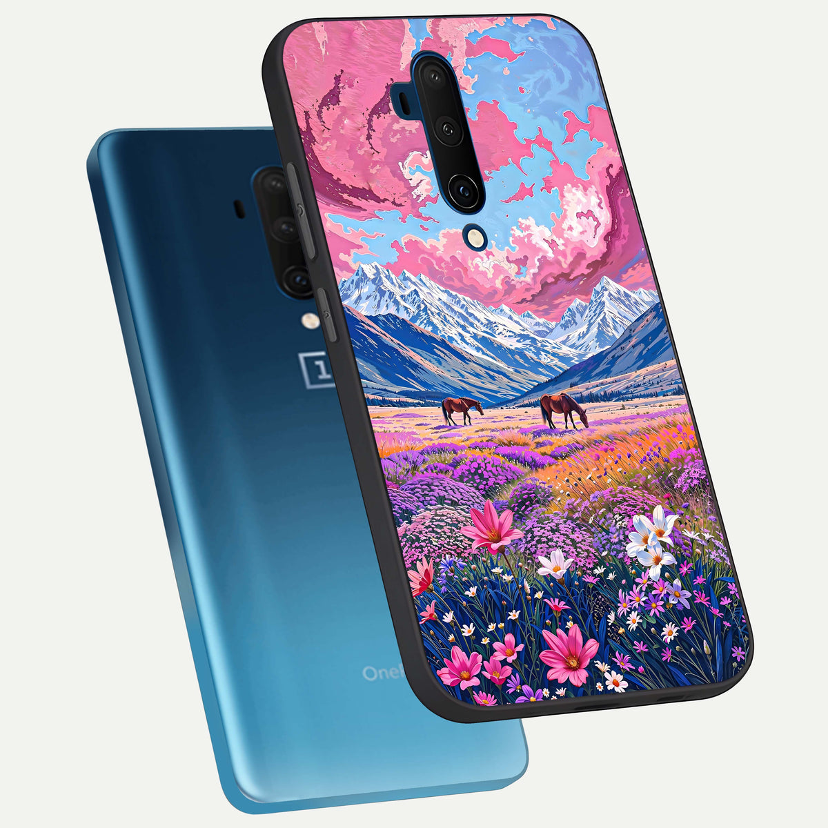  Blossom Valley Dream phone case For OnePlus 7T Pro showing premium glass back cover with detailed artwork