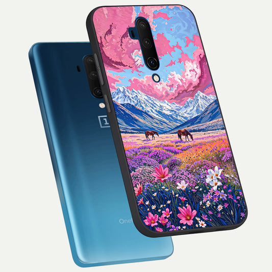  Blossom Valley Dream phone case For OnePlus 7T Pro showing premium glass back cover with detailed artwork