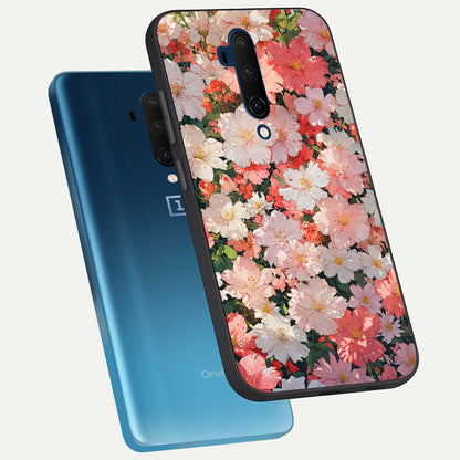 Blush Bloom Field phone case For OnePlus 7T Pro showing premium glass back cover with detailed artwork