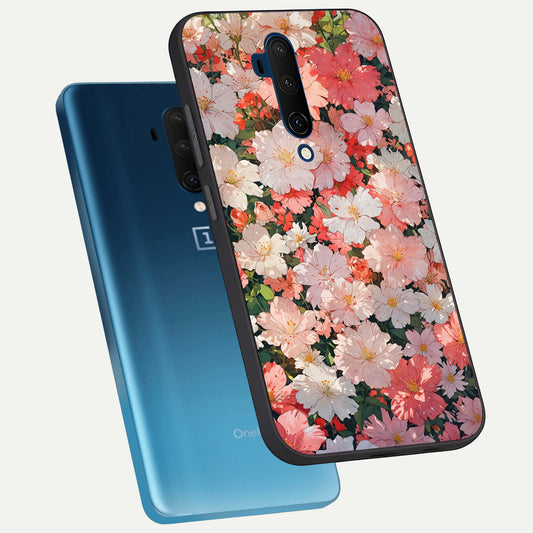  Blush Bloom Field phone case For OnePlus 7T Pro showing premium glass back cover with detailed artwork
