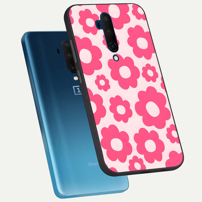  Blush Flower Pop phone case For OnePlus 7T Pro showing premium glass back cover with detailed artwork