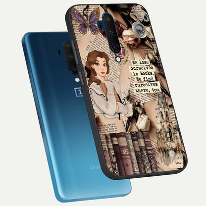  Bookish Dream World phone case For OnePlus 7T Pro showing premium glass back cover with detailed artwork