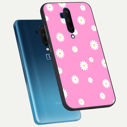  Bubblegum Daisy Pop phone case For OnePlus 7T Pro showing premium glass back cover with detailed artwork