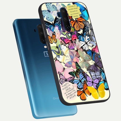  Butterflies Petal Dream phone case For OnePlus 7T Pro showing premium glass back cover with detailed artwork