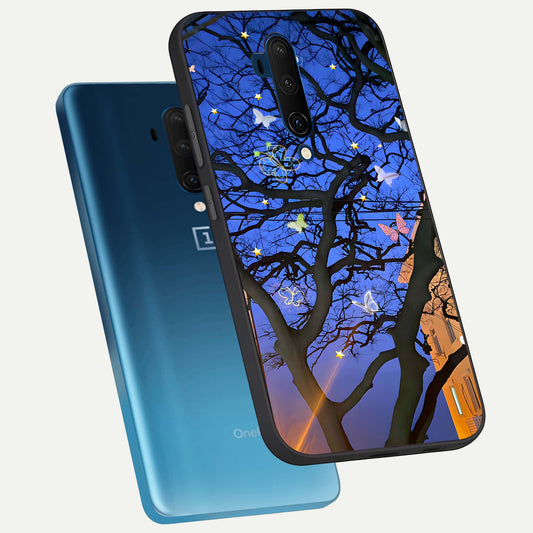  Butterfly Night Magic phone case For OnePlus 7T Pro showing premium glass back cover with detailed artwork