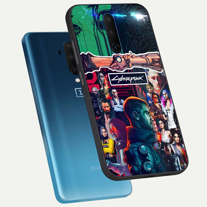  CYBERPUNK Legacy phone case For OnePlus 7T Pro showing premium glass back cover with detailed artwork
