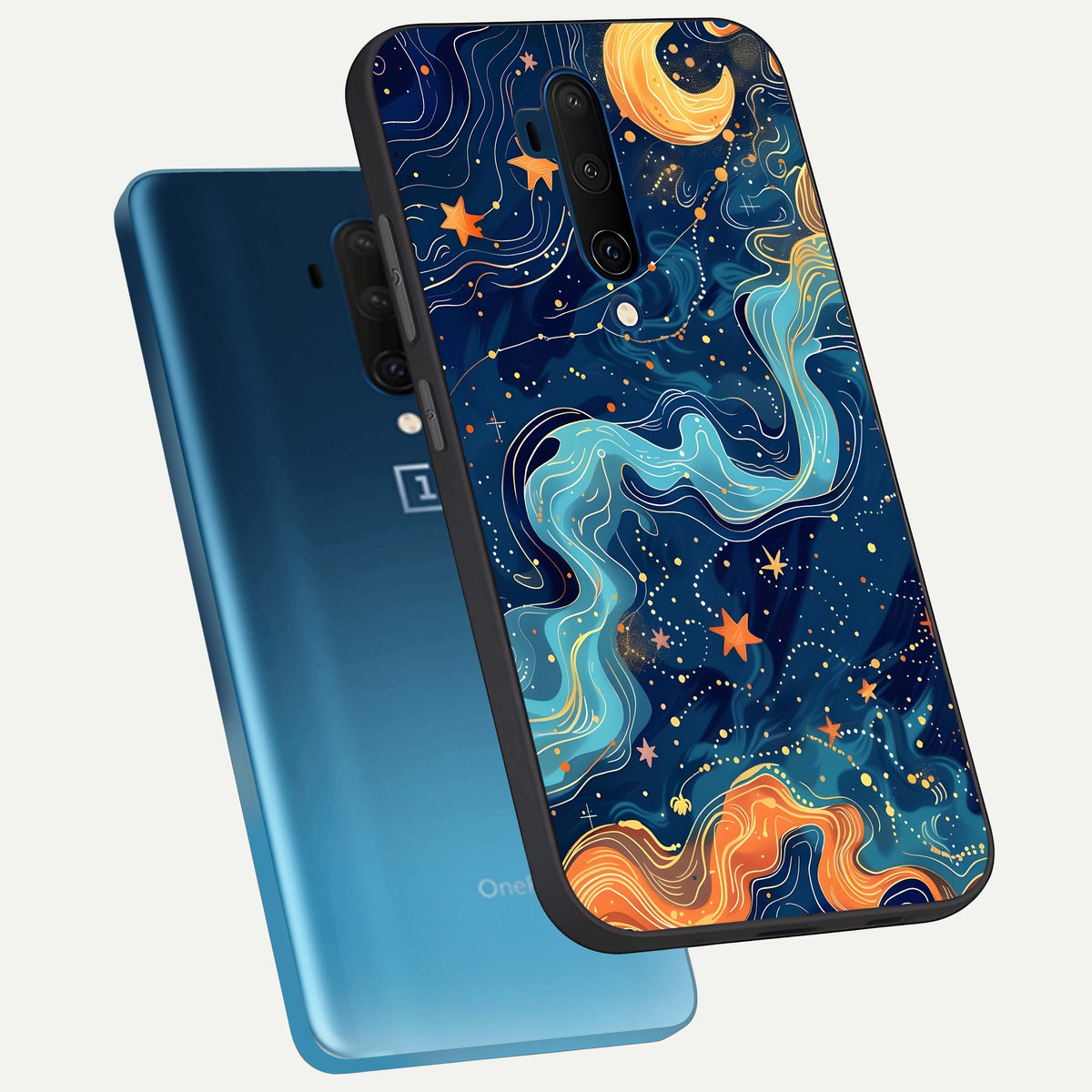 Celestial Dream Flow phone case For OnePlus 7T Pro showing premium glass back cover with detailed artwork