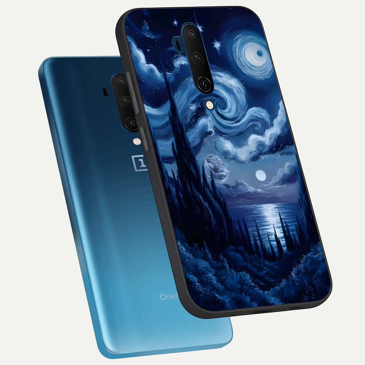  Celestial Dream Van Gogh phone case For OnePlus 7T Pro showing premium glass back cover with detailed artwork