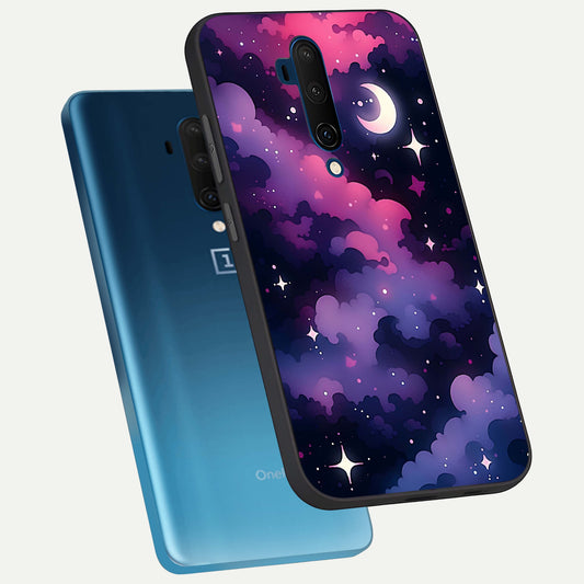  Celestial Moon Magic phone case For OnePlus 7T Pro showing premium glass back cover with detailed artwork
