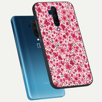  Cherry Blossom Charm phone case For OnePlus 7T Pro showing premium glass back cover with detailed artwork
